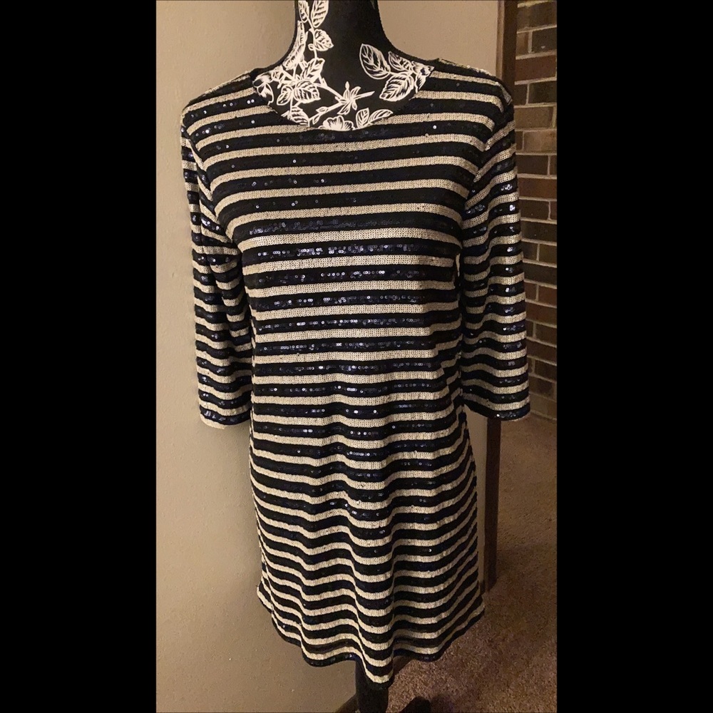 Zara Collection Striped Sequin Dress